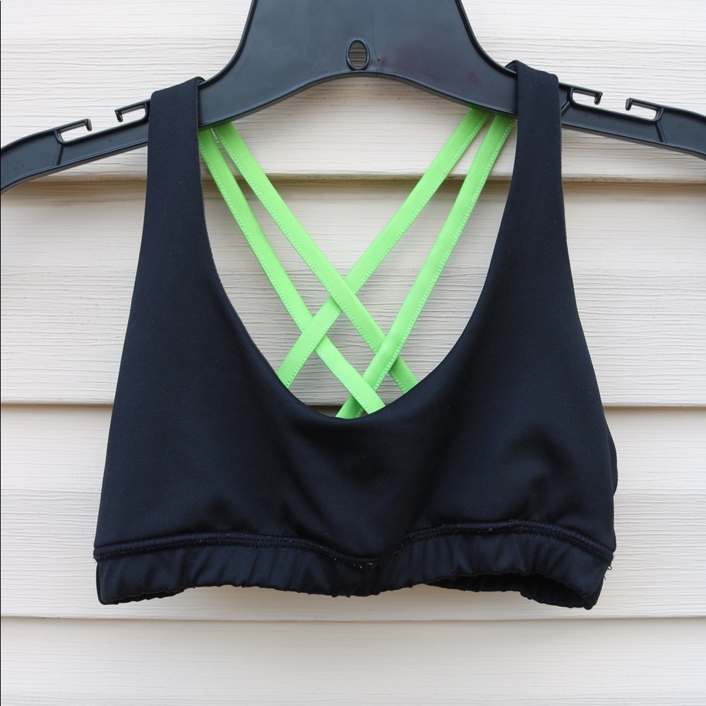 Black and green sports bra
